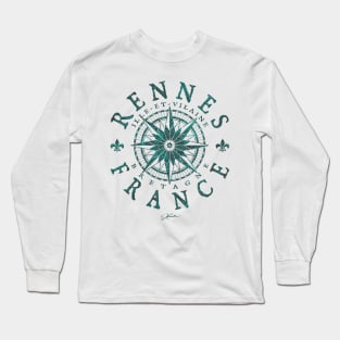 Rennes, Brittany, France, Compass Rose Long Sleeve T-Shirt